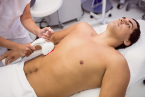 Man receiving laser treatment